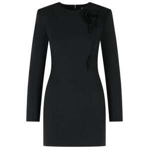 Rotate Black Crêpe Mini Dress Women